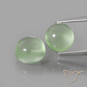 5.68ctw Naturel Vert très clair Préhnite, Tour, Transparent