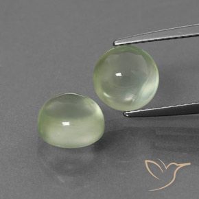 5.09ctw Naturel Vert pâle Préhnite, Tour, Transparent