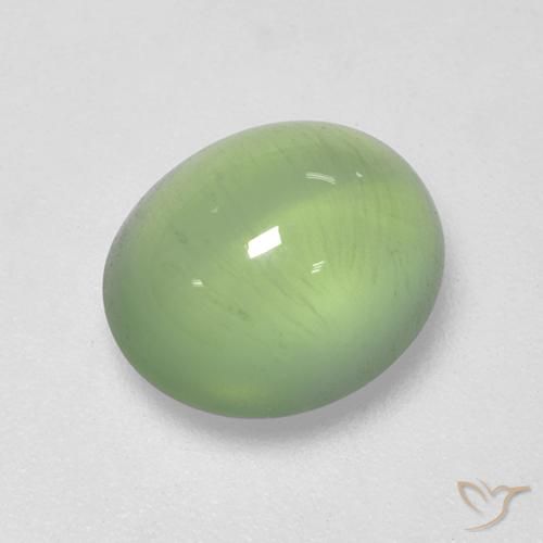 Préhnite Vert jaunâtre naturelle ovale, 3.55 ct, Transparent