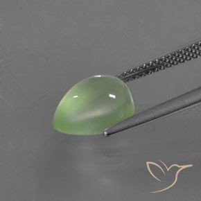 Préhnite Vert moyen naturelle En forme de poire, 3.31 ct, Transparent
