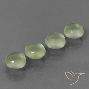 4.55ctw Naturel Vert poire pâle Préhnite, Tour, Transparent