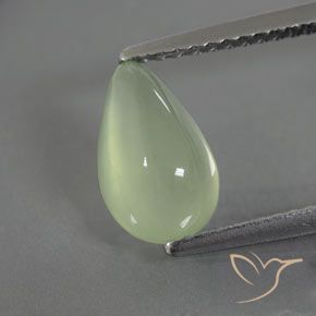 1.77ct Naturel Vert pâle Préhnite, En forme de poire, Transparent / Translucide