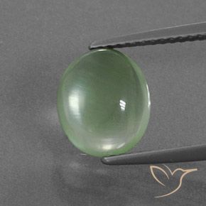 3.17ct Naturel Vert poire léger Préhnite, ovale, Transparent