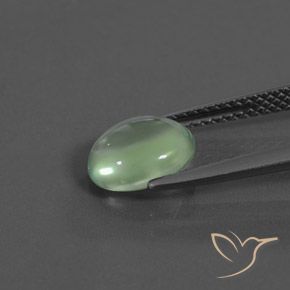 Préhnite Vert jaunâtre naturelle ovale, 1.64 ct, Transparent