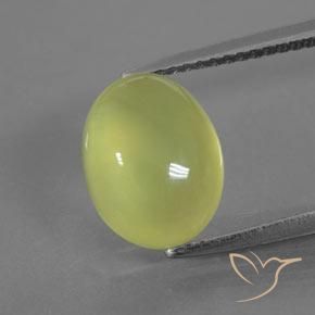 4.31ct Naturel Jaune verdâtre clair Préhnite, ovale, Transparent / Translucide