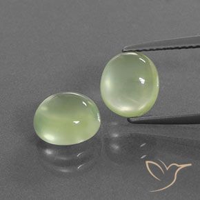 3.94ctw Naturel Vert moyen Préhnite, ovale, Transparent