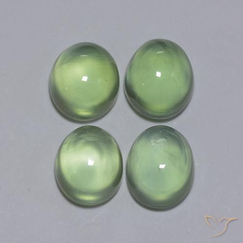6.16ctw Naturel Vert jaunâtre Préhnite, ovale, Transparent