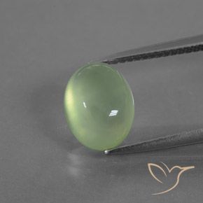 3.45ct Naturel Vert poire pâle Préhnite, ovale, Transparent / Translucide