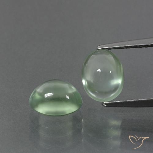 3.47ctw Naturel Vert clair Préhnite, ovale, Transparent