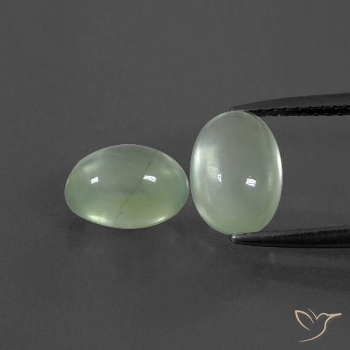 4.12ctw Naturel Vert jaunâtre pâle Préhnite, ovale, Transparent