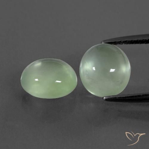 4.58ctw Naturel Vert jaunâtre pâle Préhnite, ovale, Transparent