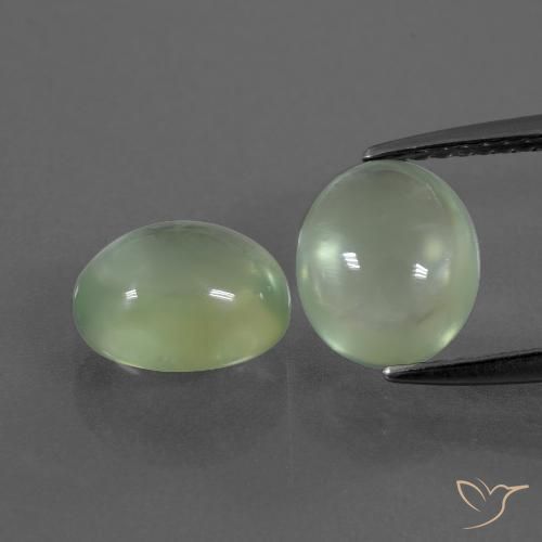 4.39ctw Naturel Vert poire pâle Préhnite, ovale, Transparent