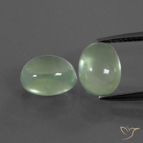 4.86ctw Naturel Vert poire léger Préhnite, ovale, Transparent