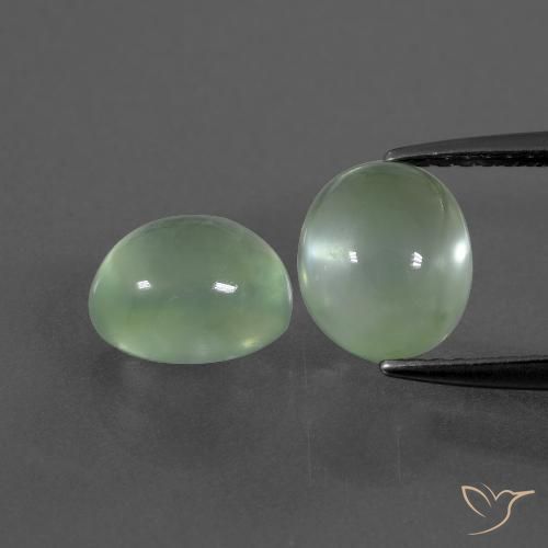 3.97ctw Naturel Vert très clair Préhnite, ovale, Transparent