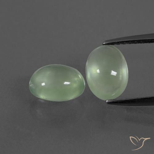 3.62ctw Naturel Vert poire léger Préhnite, ovale, Transparent
