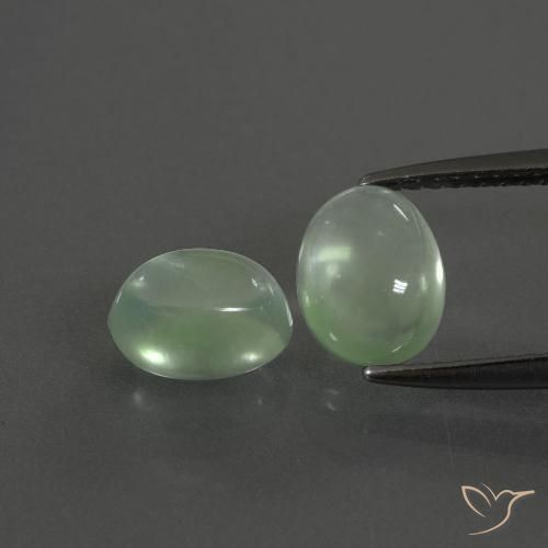 3.04ctw Naturel Vert chaud Préhnite, ovale, Transparent