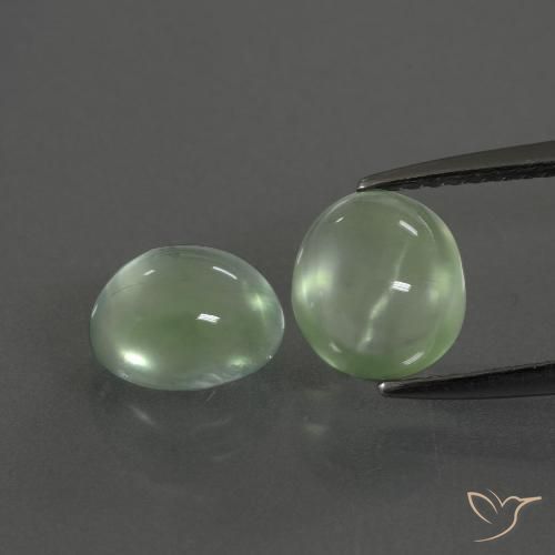 3.91ctw Naturel Vert clair Préhnite, ovale, Transparent