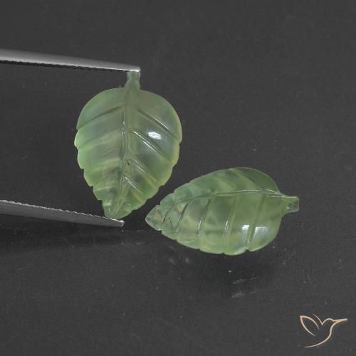 14.77ctw Naturel Vert moyen Préhnite, Fantaisie, Translucide