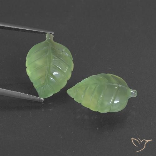 12.85ctw Naturel Vert moyen Préhnite, Fantaisie, Translucide