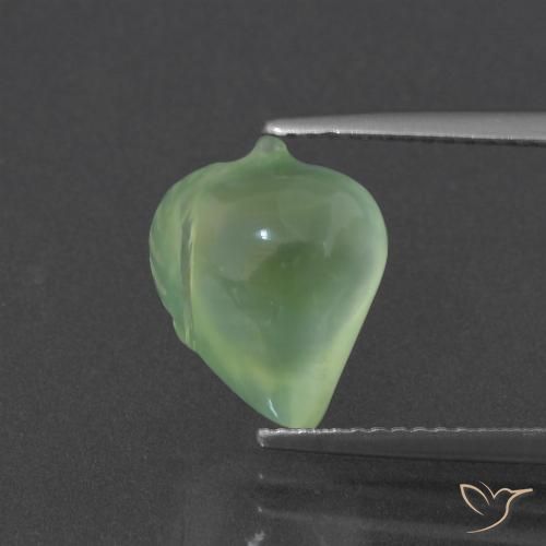 5.26ct Naturel Vert poire pâle Préhnite, Fantaisie, Translucide