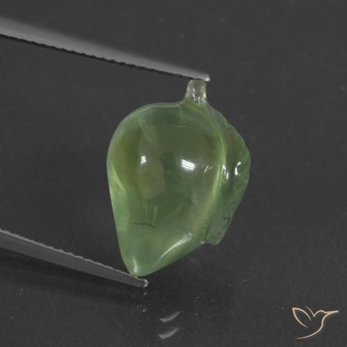 11.27ct Naturel Vert poire Préhnite, Fantaisie, Translucide