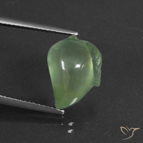 7.74ct Naturel Vert poire Préhnite, Fantaisie, Translucide