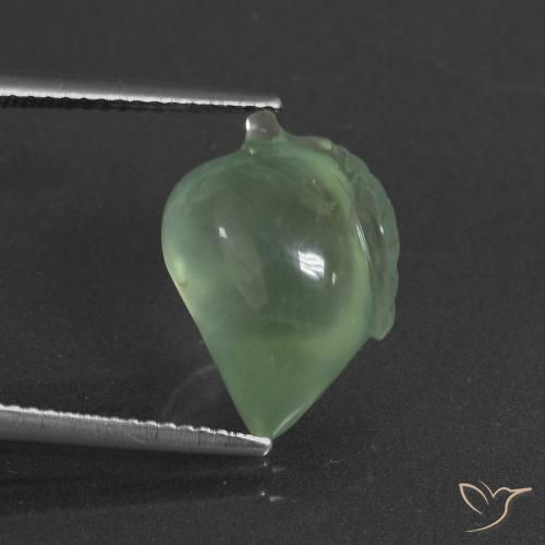9.17ct Naturel Vert poire Préhnite, Fantaisie, Translucide