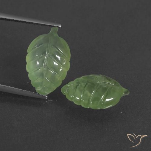 9.72ctw Naturel Vert poire Préhnite, Fantaisie, Translucide