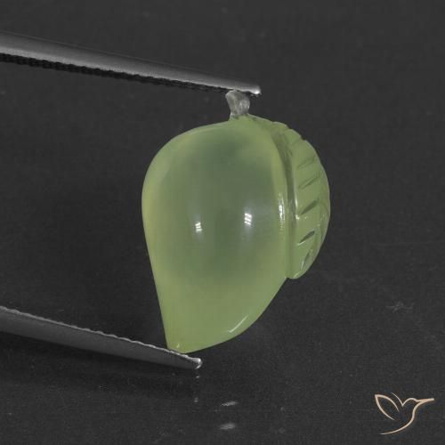 12.21ct Naturel Vert poire pâle Préhnite, Fantaisie, Translucide