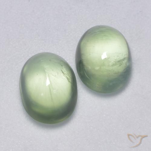 3.80ctw Naturel Vert clair Préhnite, ovale, Translucide