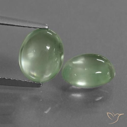 3.79ctw Naturel Vert poire léger Préhnite, ovale, Transparent