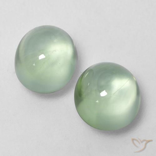 3.37ctw Naturel Vert poire léger Préhnite, ovale, Transparent