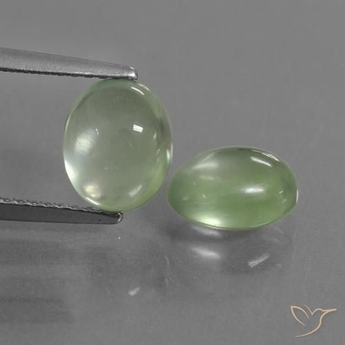 3.79ctw Naturel Vert chaud Préhnite, ovale, Transparent