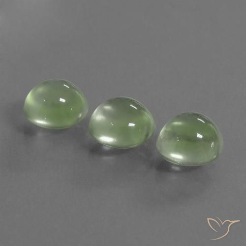 5.89ctw Naturel Vert jaunâtre Préhnite, Tour, Transparent