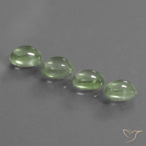 6.48ctw Naturel Vert jaune léger Préhnite, ovale, Transparent