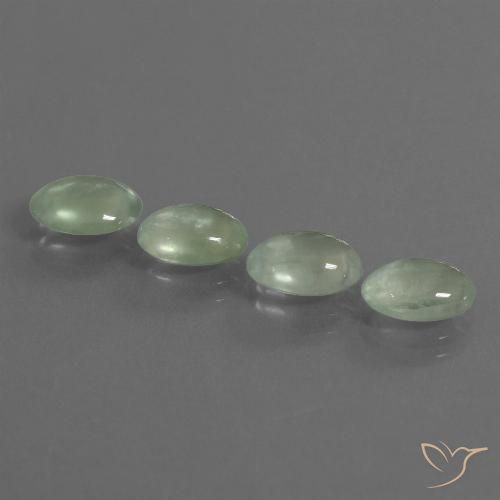 6.00ctw Naturel Vert poire pâle Préhnite, ovale, Transparent
