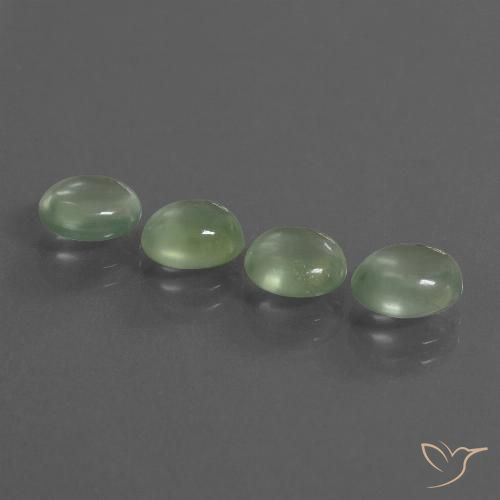 5.54ctw Naturel Vert poire léger Préhnite, ovale, Transparent