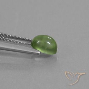 Préhnite Vert jaunâtre naturelle ovale, 1.16 ct, Transparent