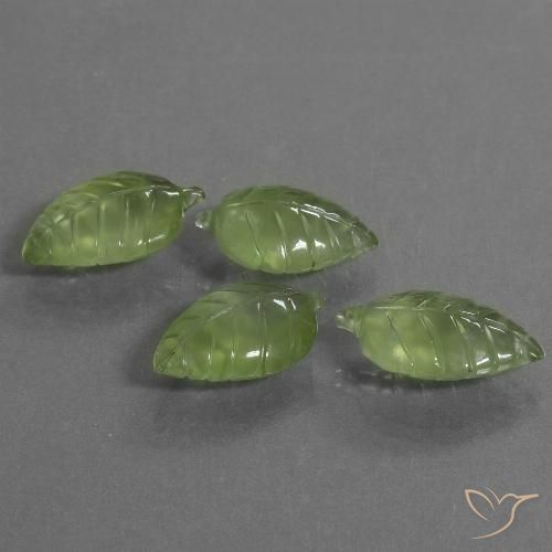 34.07ctw Naturel Vert poire Préhnite, Fantaisie, Transparent