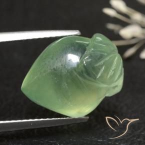 Préhnite Olive verte naturelle Fantaisie, 13.18 ct, Transparent