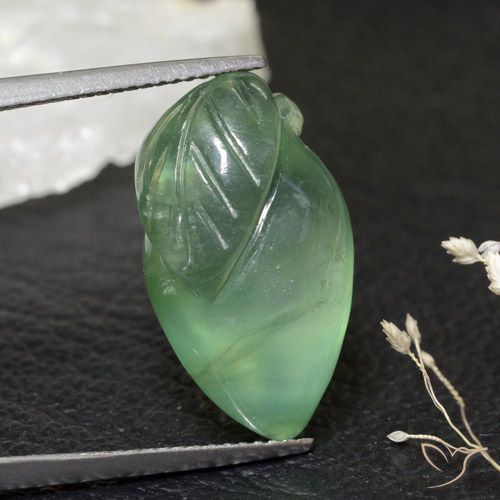 17.47ct Naturel Vert clair Préhnite, Fantaisie, Transparent