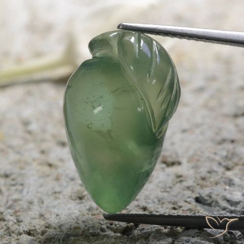14.60ct Naturel Vert terreux Préhnite, Fantaisie, Translucide