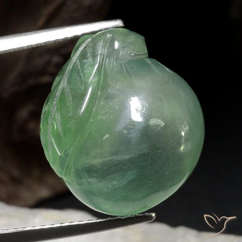 22.65ct Naturel Menthe légère Préhnite, Fantaisie, Translucide