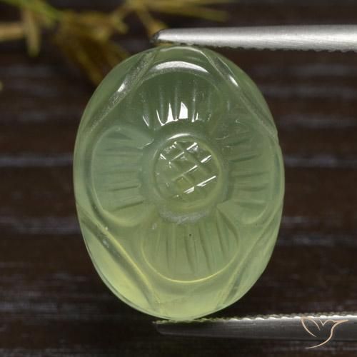 19.84ct Naturel Vert jaunâtre Préhnite, ovale, Translucide