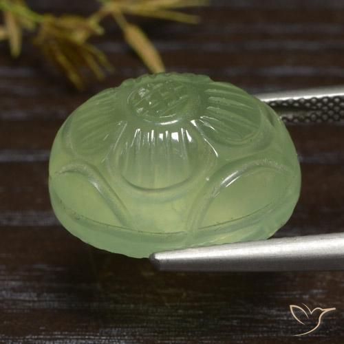 Préhnite Vert jaunâtre naturelle ovale, 19.84 ct, Translucide