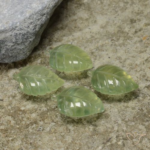 16.96ctw Naturel Vert poire Préhnite, Taille Fleur, Transparent