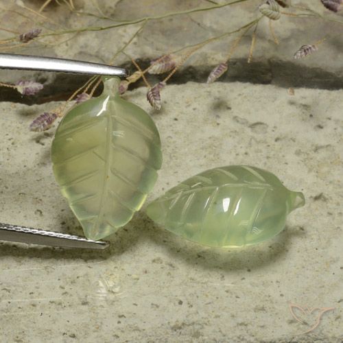 13.18ctw Naturel Vert poire pâle Préhnite, Taille Fleur, Translucide
