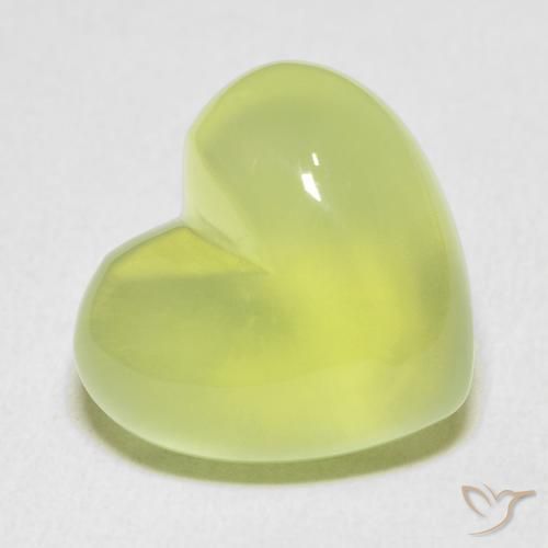 Préhnite Vert citron naturelle Cœur, 18.22 ct, Transparent