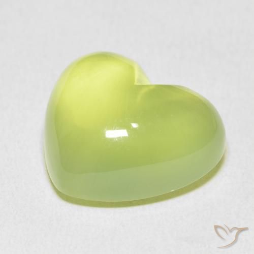 Préhnite Vert citron naturelle Cœur, 18.22 ct, Transparent
