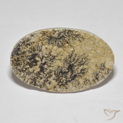 37.32ct Naturel Multicolore Dendrite de psilomélane, ovale, Opaque